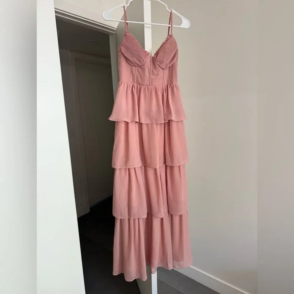 NWT Birdie Grey Lola Dress in Chiffon Dusty Rose - Picture 2 of 7